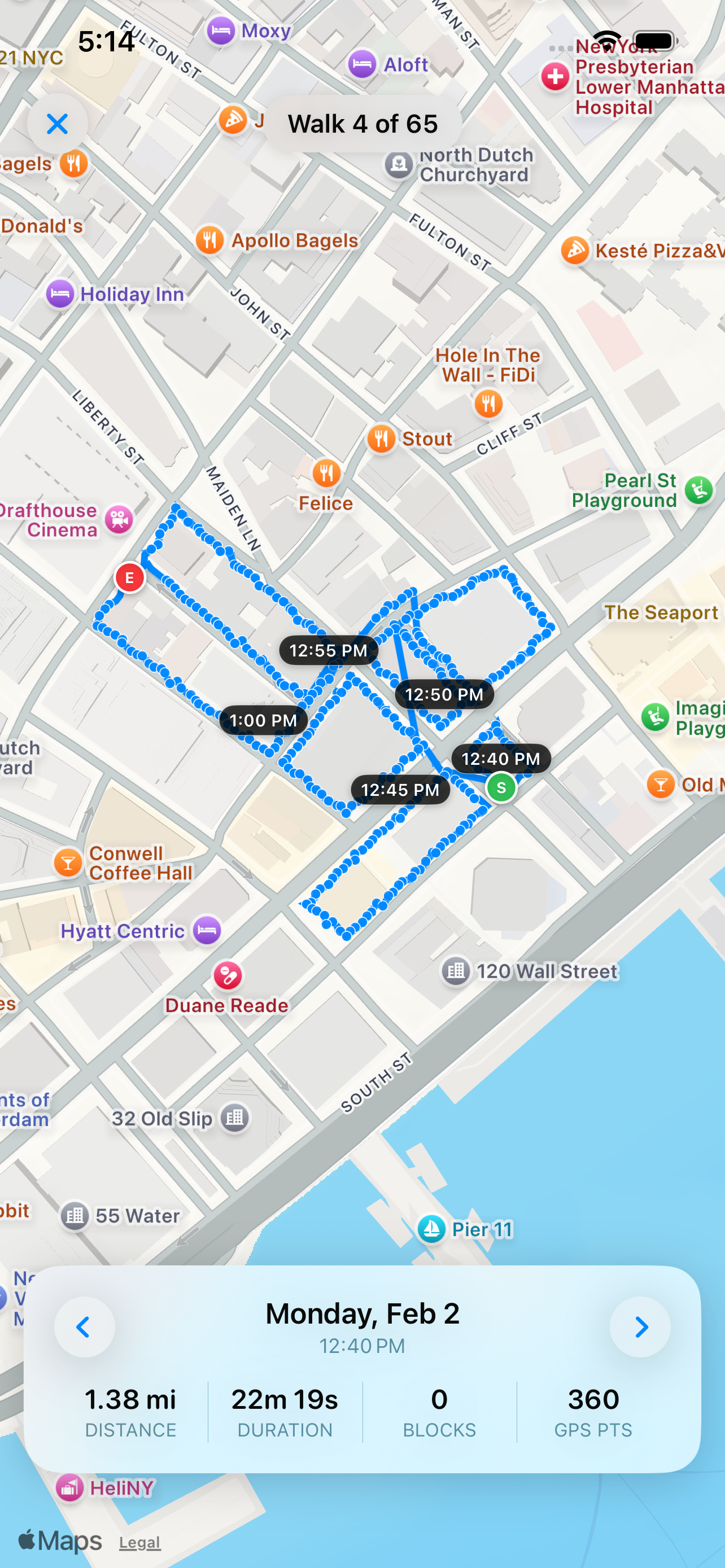 A single walk replayed on the map