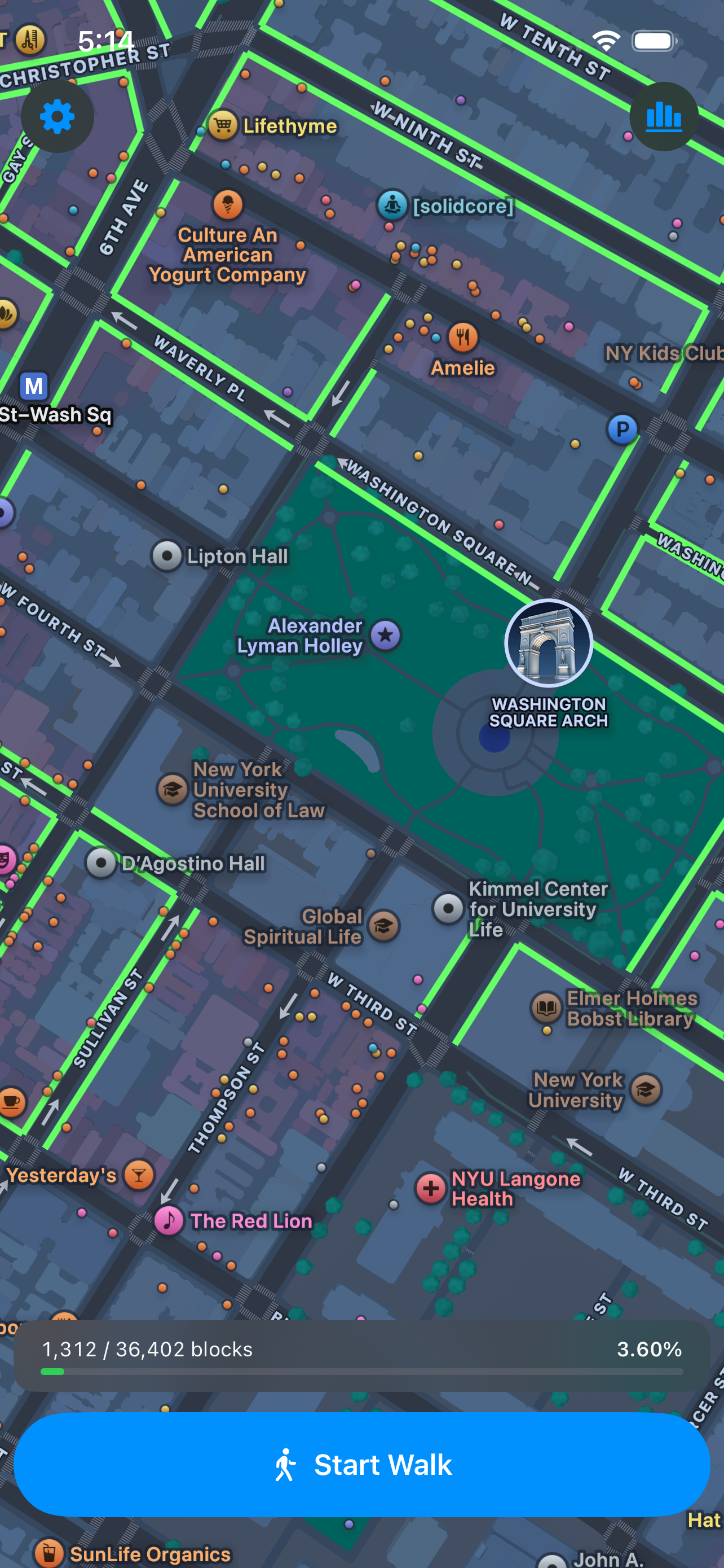 WalkNYC in dark mode